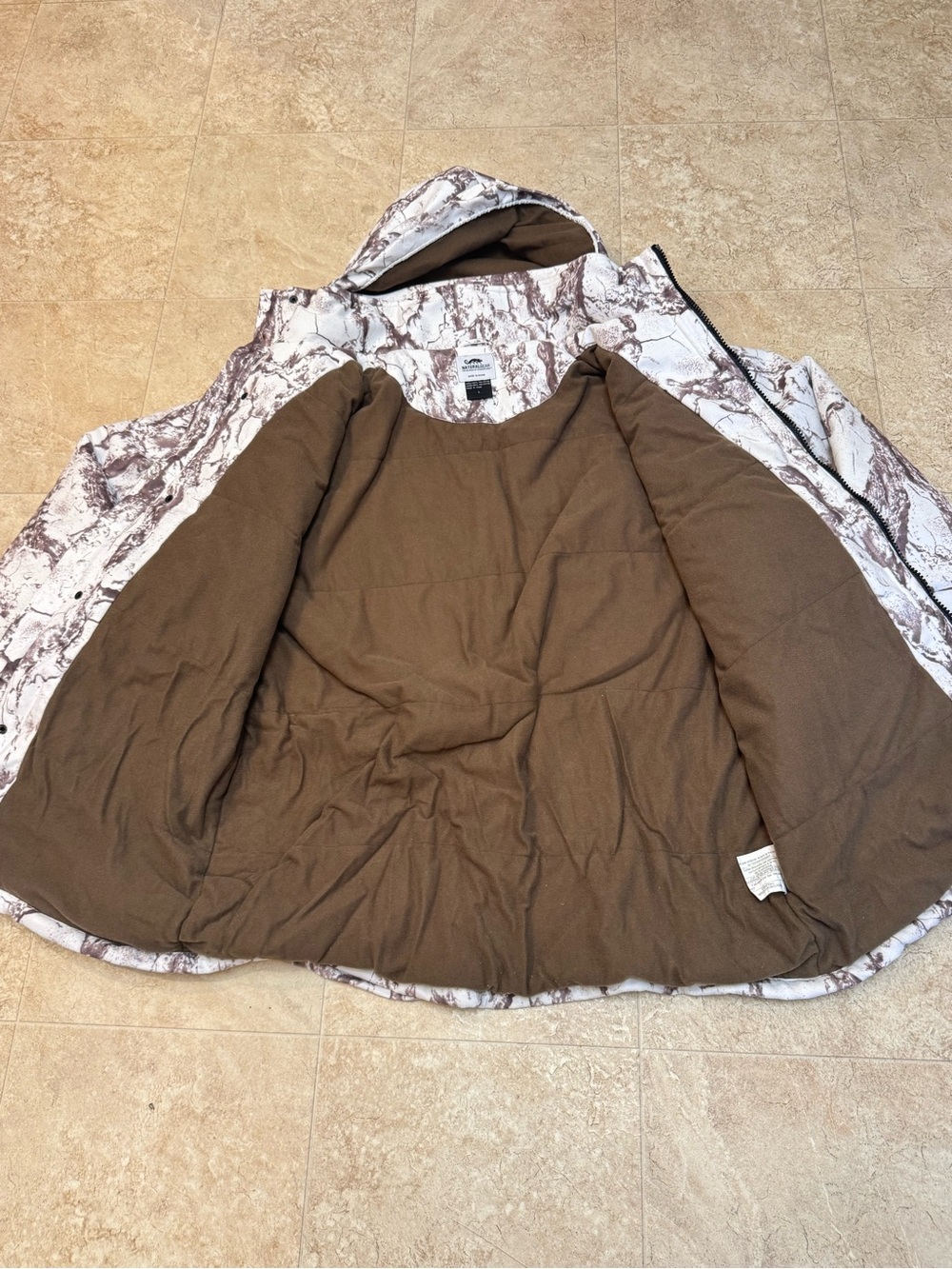 Natural Gear Men’s Fleece Lined Snow Camo Parka White Brown Camouflage Jacket L - Picture 6 of 11